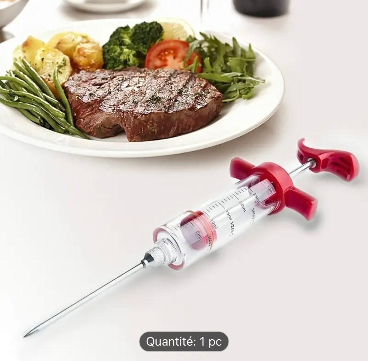 Basteur en Inox avec Aiguille – Marinade & BBQ