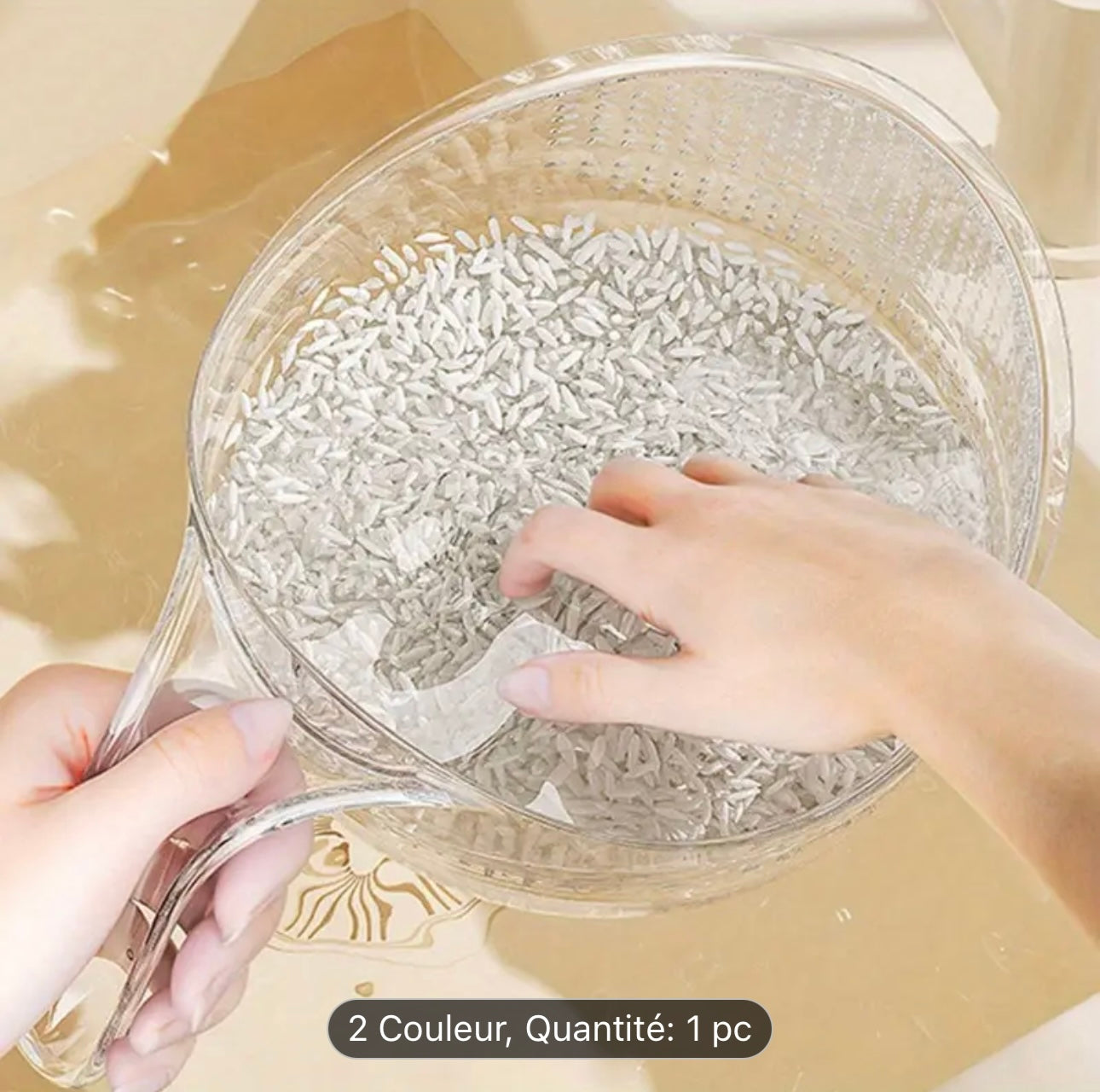 Bol de Lavage Multifonction – Riz, Fruits & Égouttage