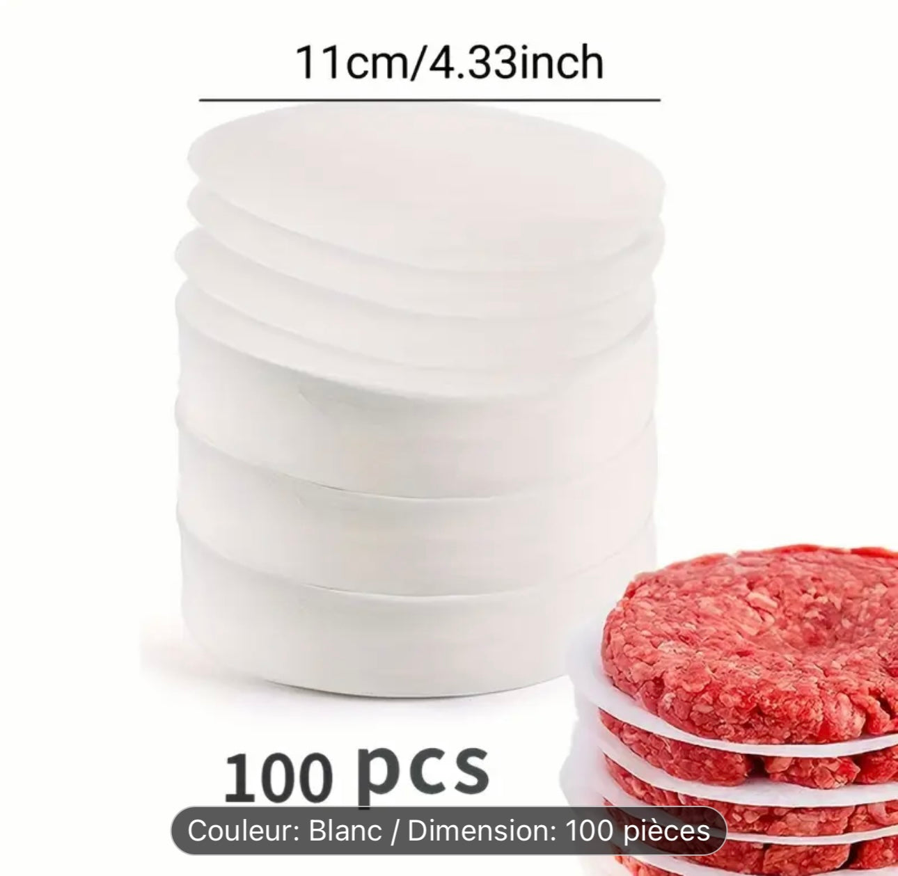 Papier Antiadhésif pour Hamburger – Lot de 100 Feuilles