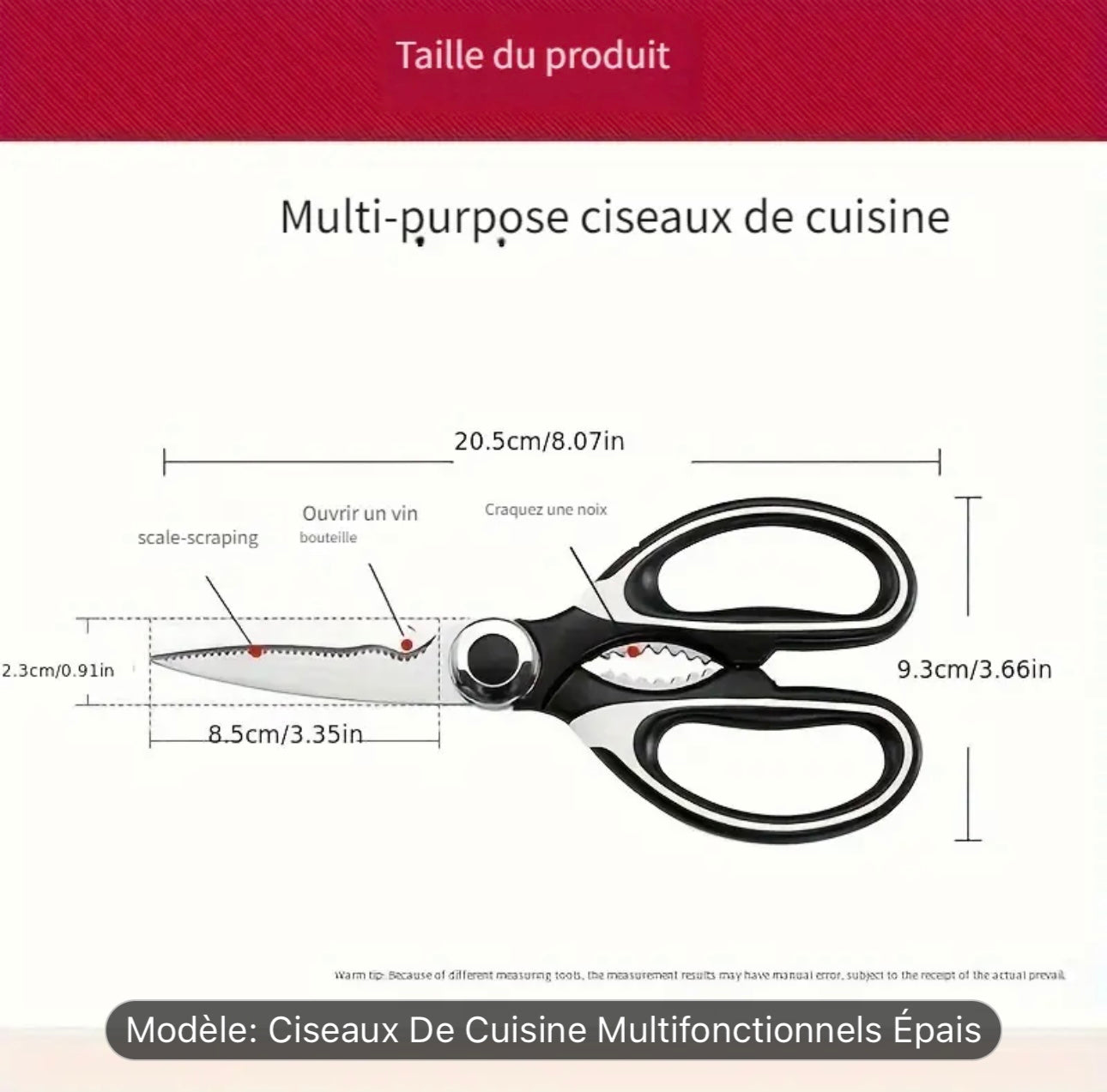 Ciseaux de Cuisine Multifonctionnels en Acier Inoxydable
