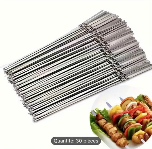 Brochettes de Barbecue en Inox – Lot de 30