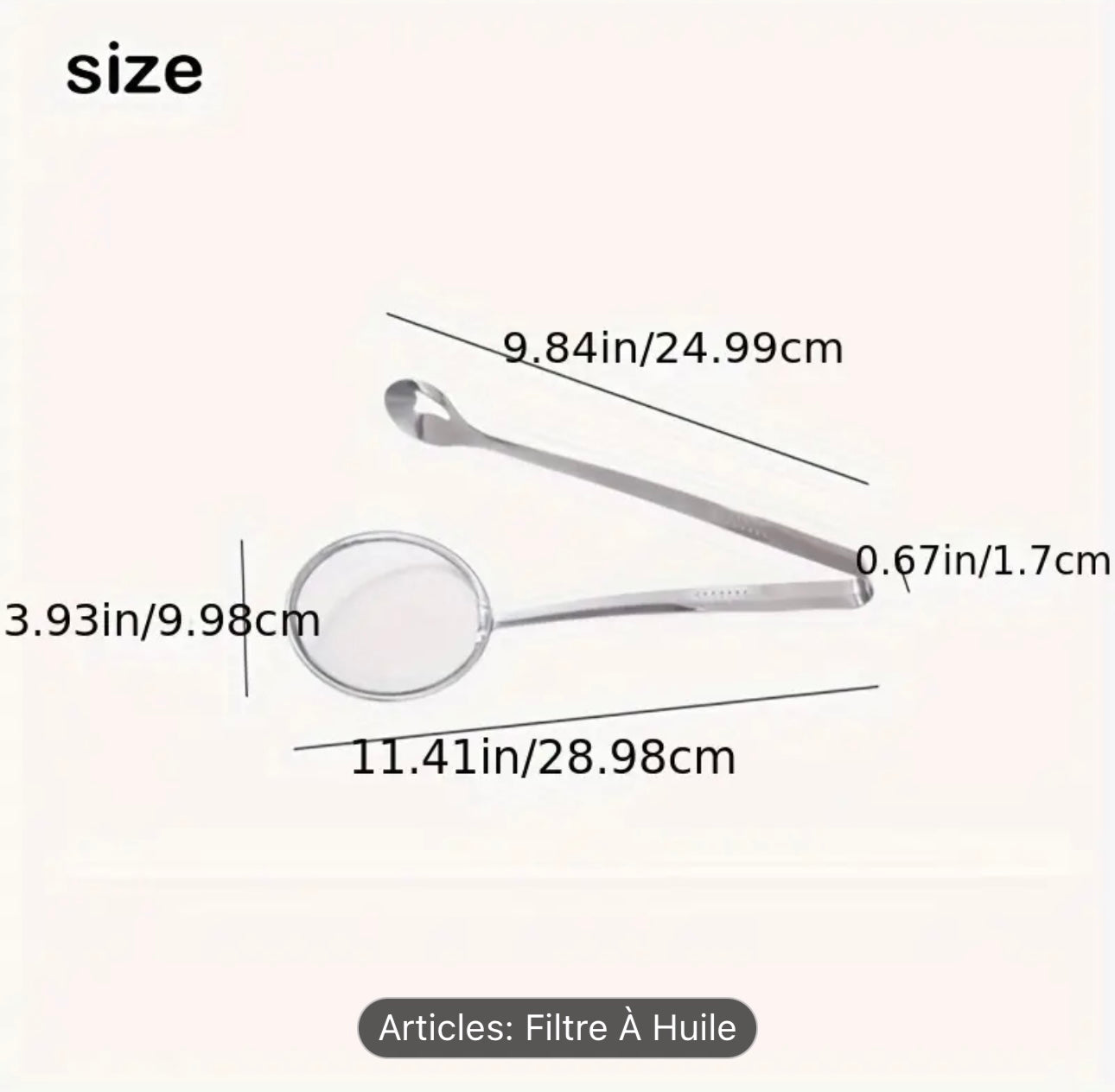 Pince Filtre à Huile de Friture en Acier Inoxydable &amp; Cuillère Passoire